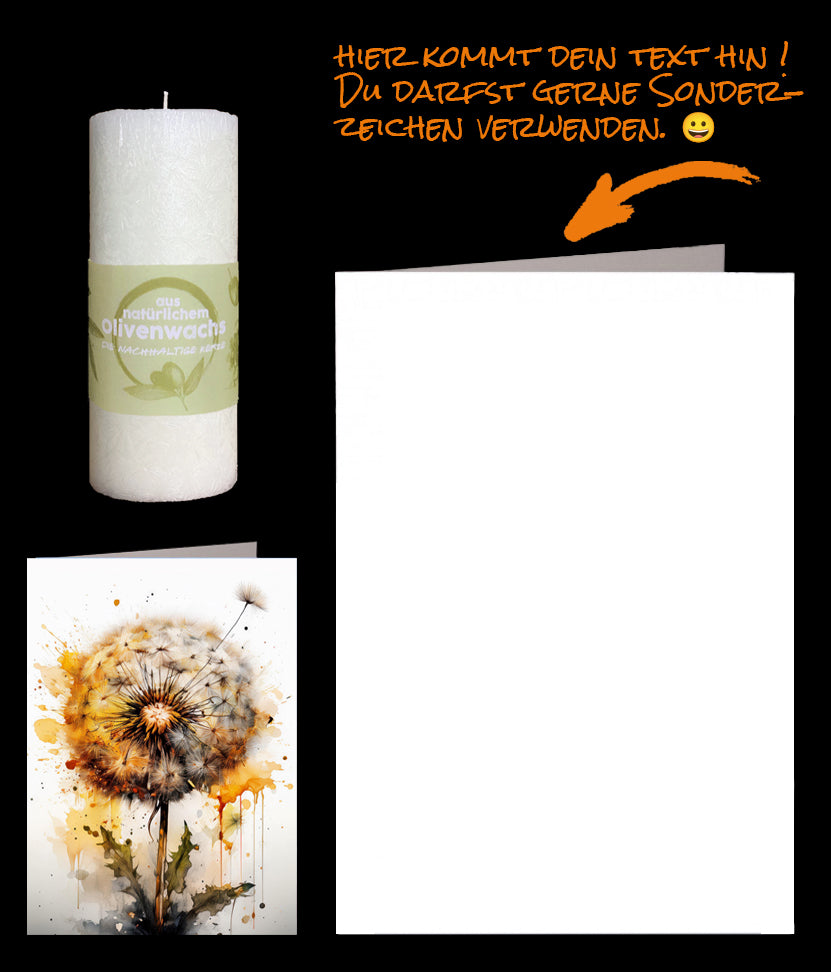 Gedenkkarte "Pusteblume mit Samen"